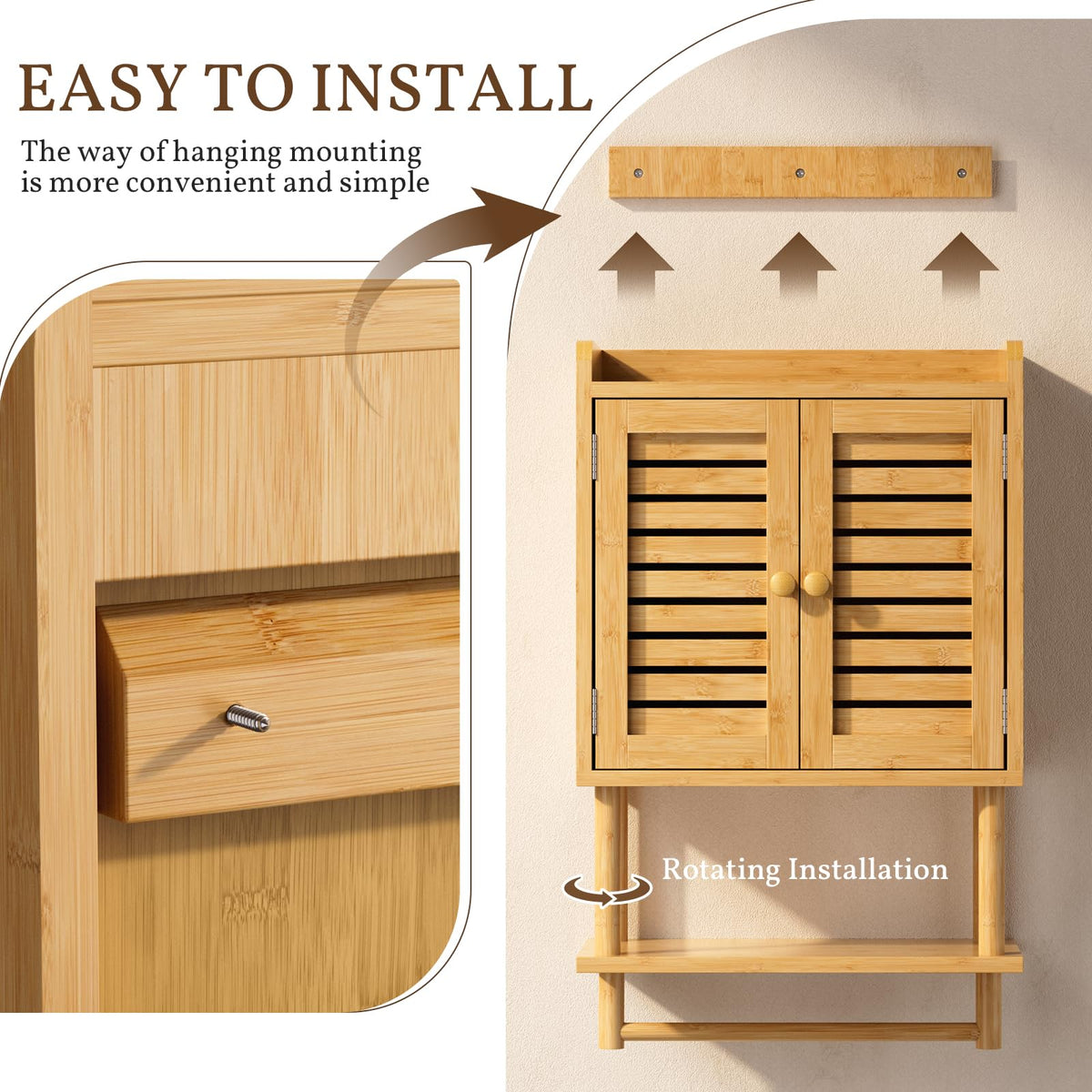 Bamboo Over The Toilet Storage Cabinet with Towel Bar S48496