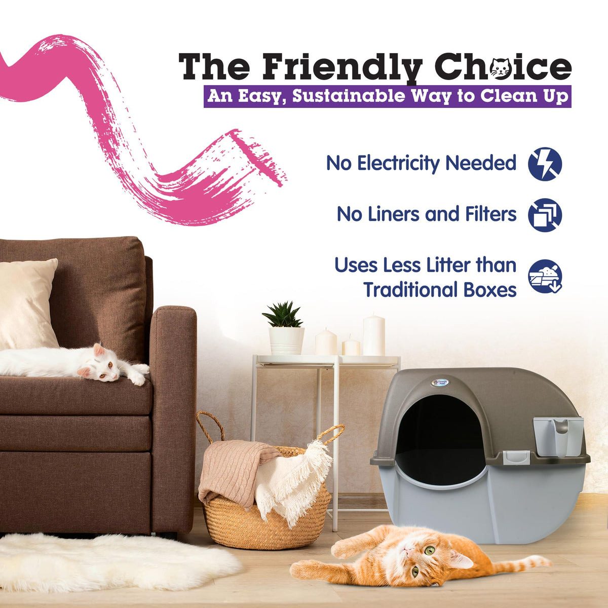 Self Cleaning Litter Box Regular Size Grey O3882