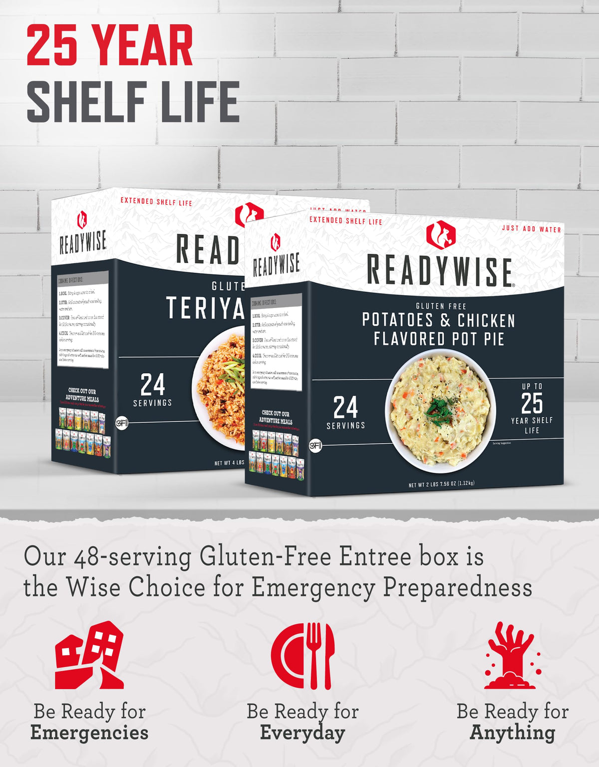 48 Servings Gluten Free Freeze Dried Entrées L8925