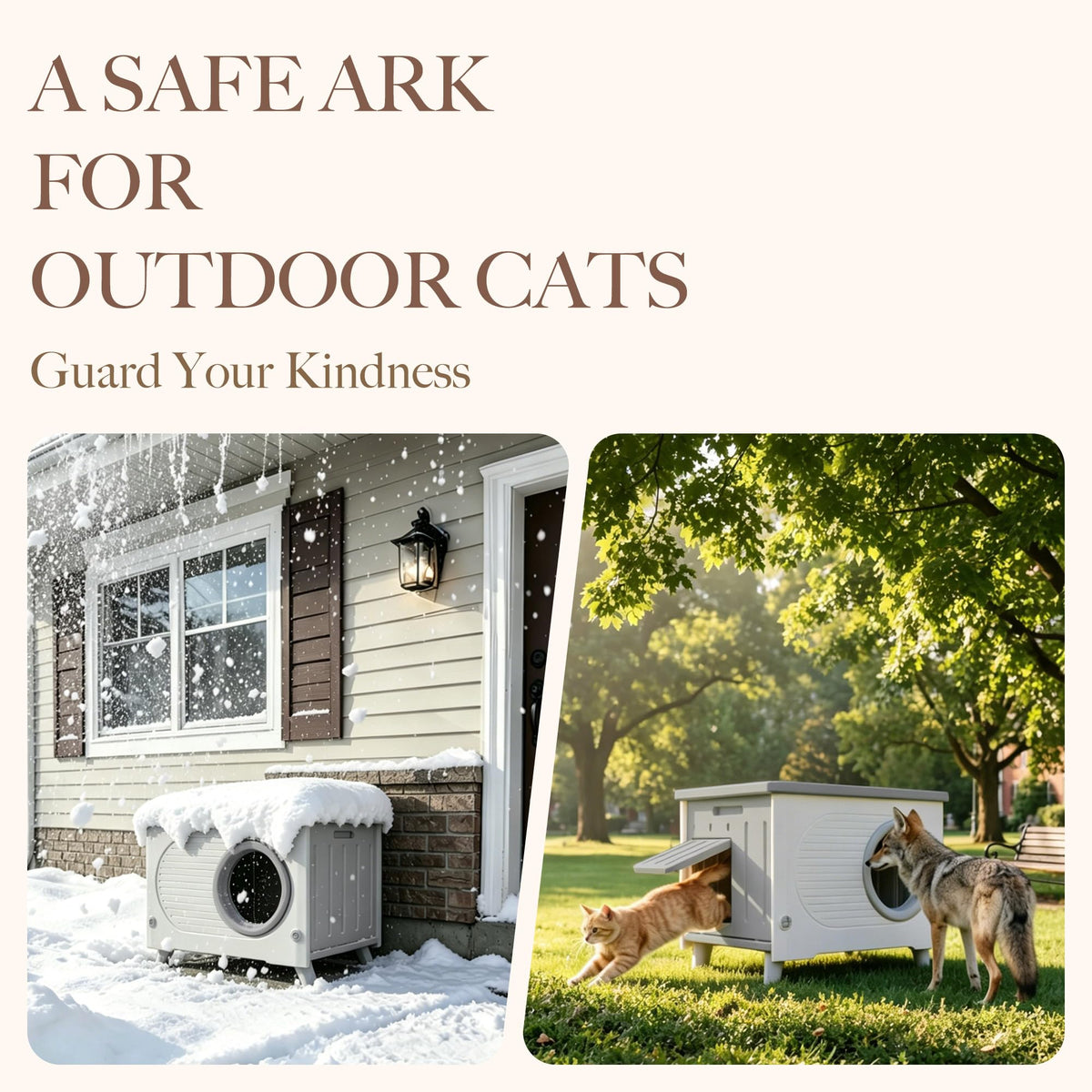 Weatherproof Outdoor Cat House with Escape Door K570