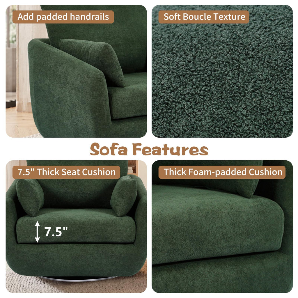 Oversized Sherpa Boucle Fabric Swivel Accent Armchair Set of 2 R738
