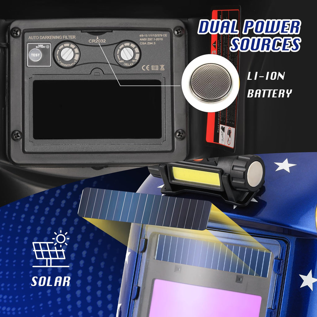 Auto Darkening Welding Helmet with LED Light M7635