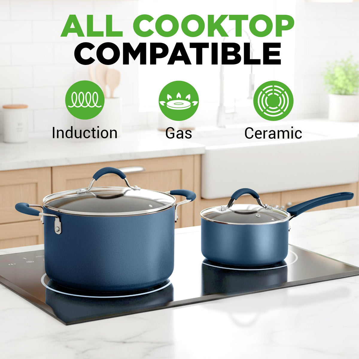 14-Piece Navy Blue Nonstick Cookware Set T17063