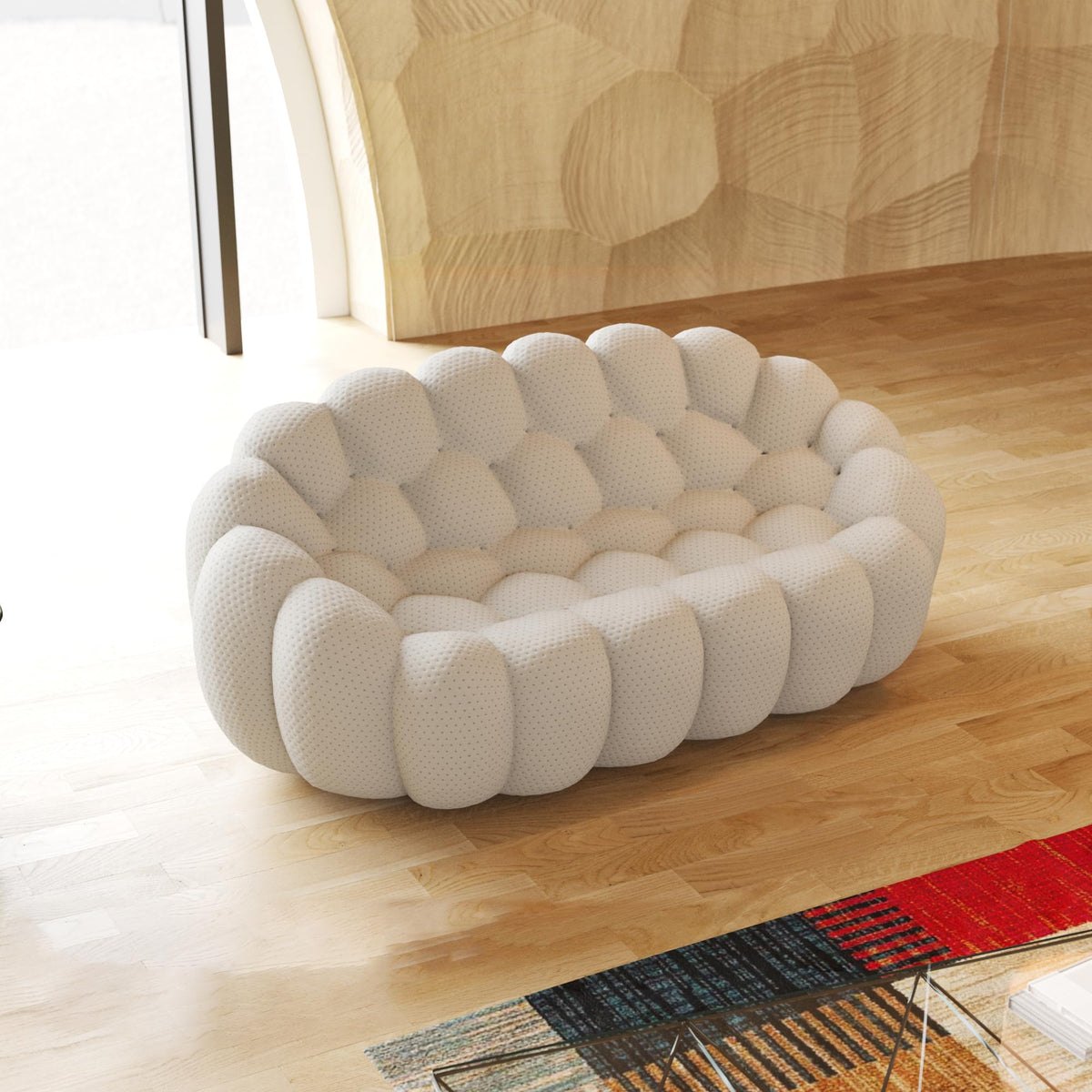 Light Grey Curved Upholstered Sofa J324196