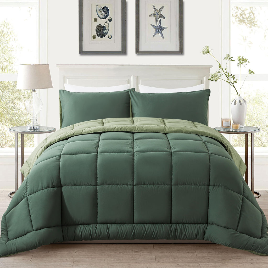 King Size Green Comforter Set with 2 Pillow Cases L166746