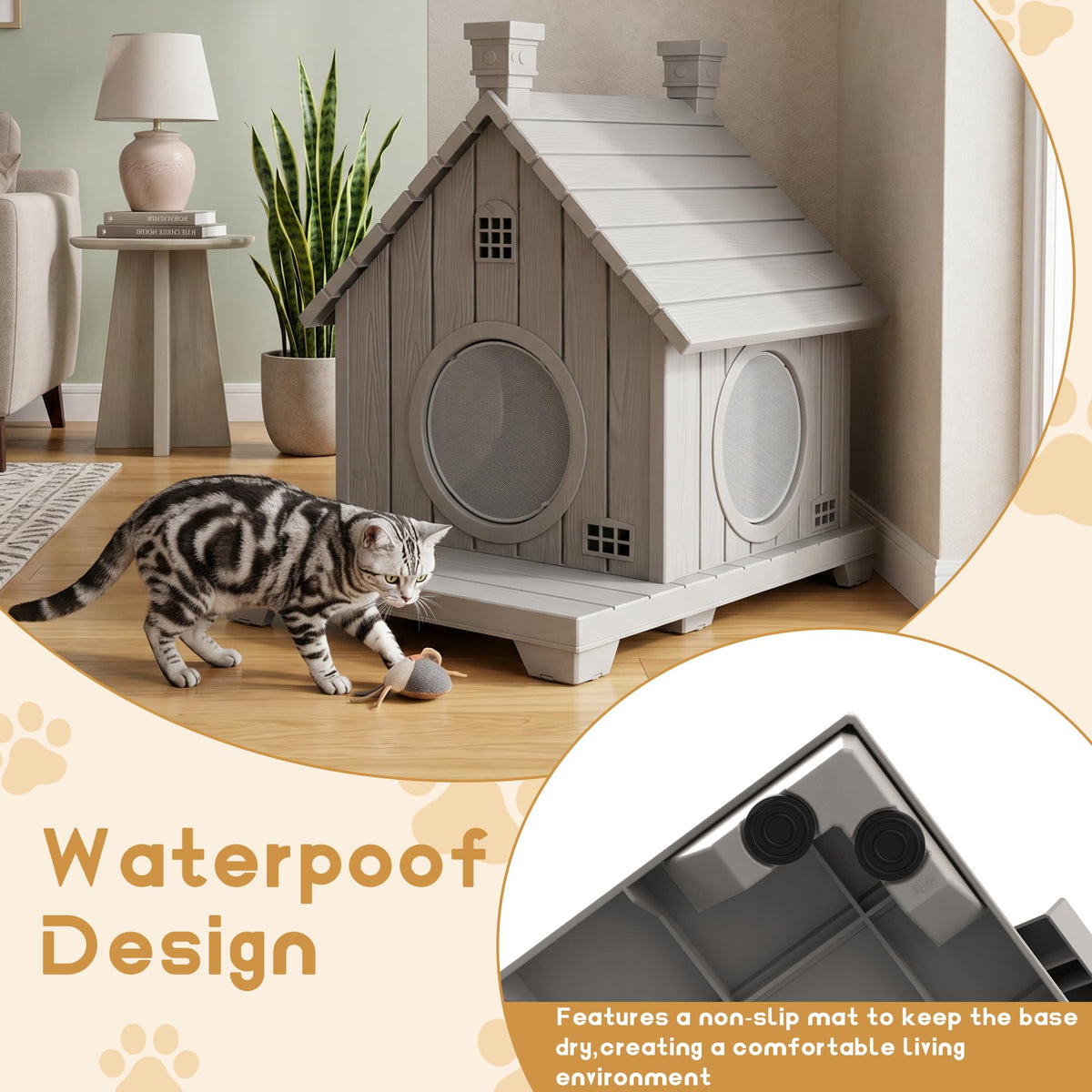 Weatherproof 1-Story Resin Cat House O9584