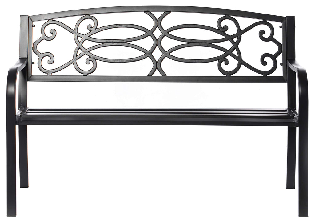 Steel Outdoor Patio Garden Bench with Cast Iron Backrest C467