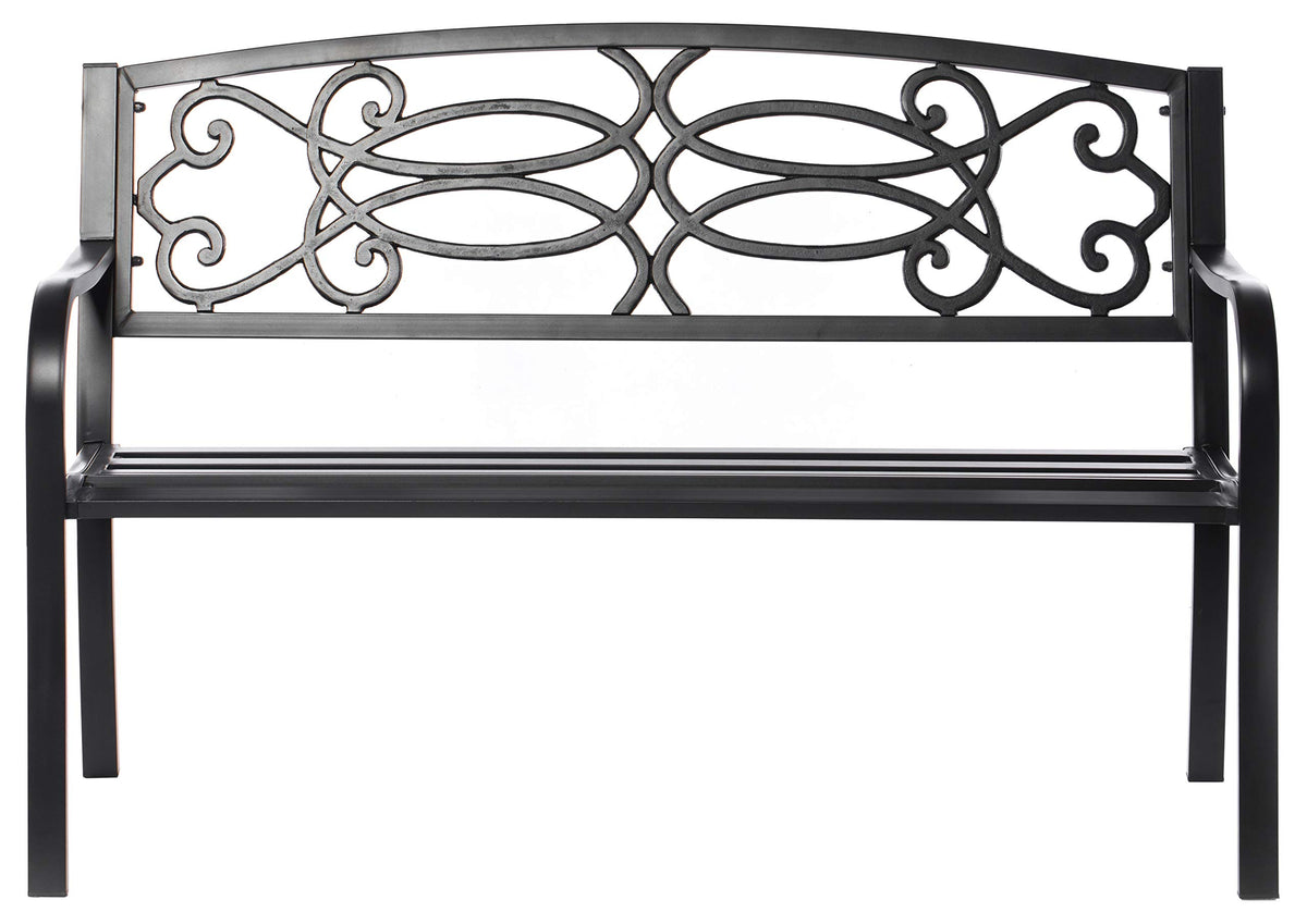 Steel Outdoor Patio Garden Bench with Cast Iron Backrest C467