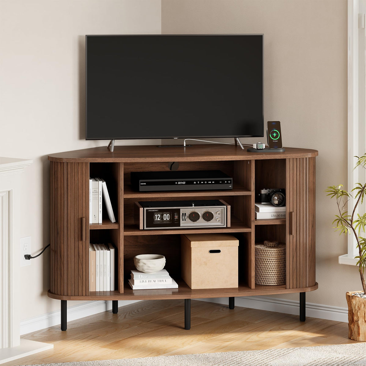 47" Walnut Corner TV Stand C47944