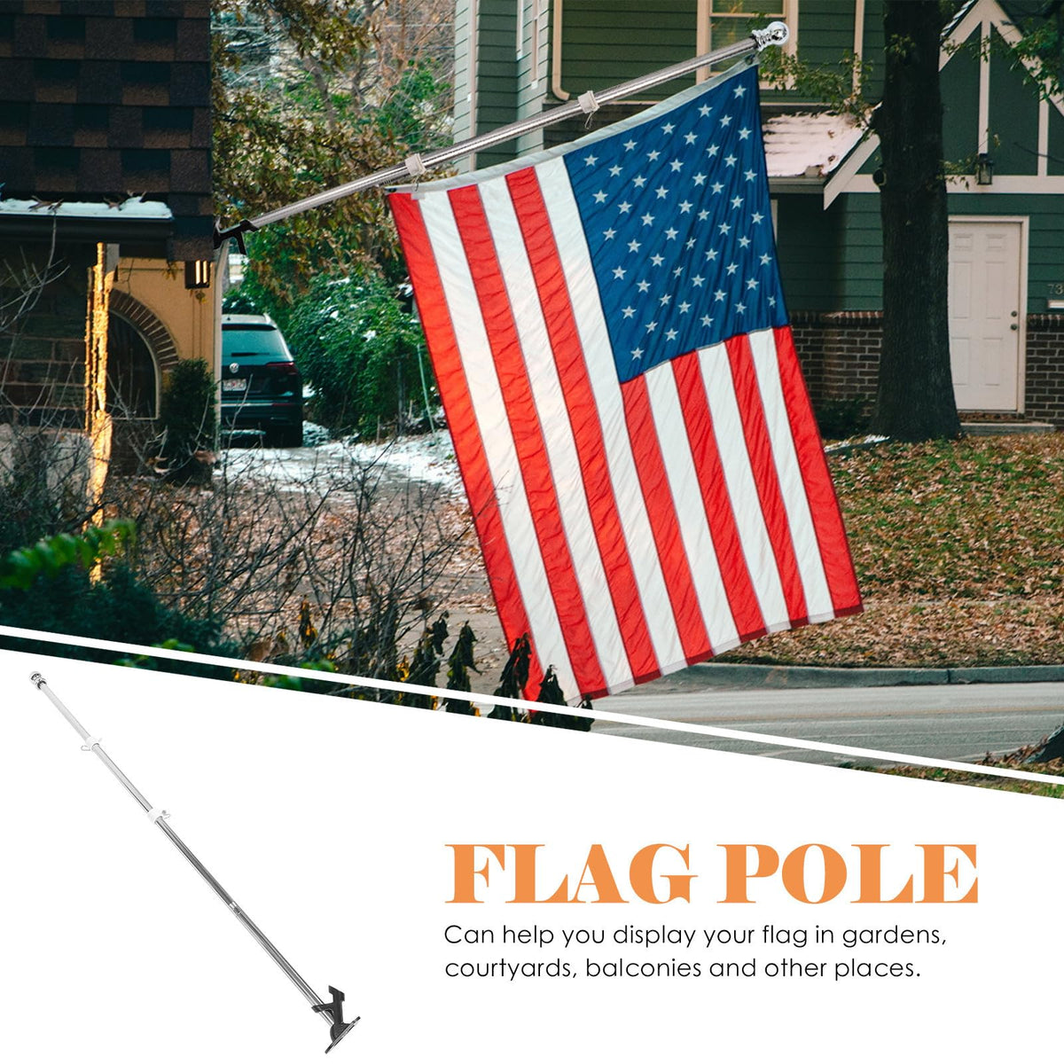 1.5m Stainless Steel Flag Pole Set Z103