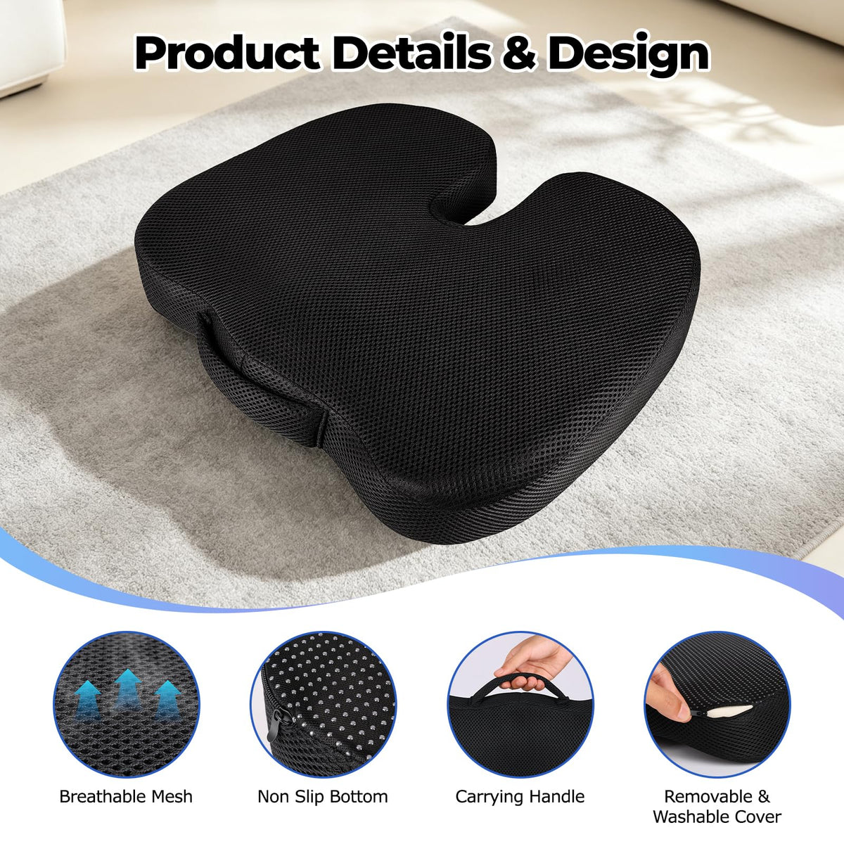 Breathable Mesh 18x14x3 inches Stadium Seat Cushions V25111