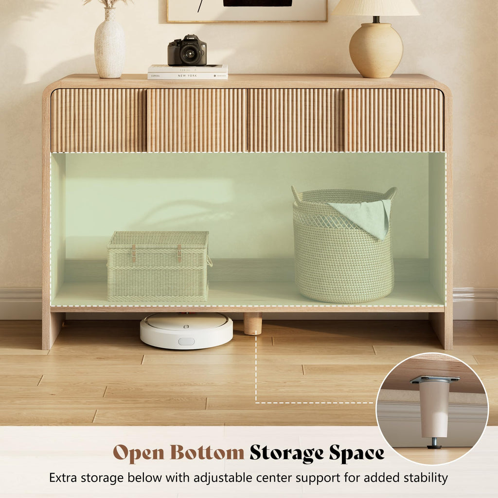45" Fluted Console Table with 2 Drawers and Open Shelf P6997