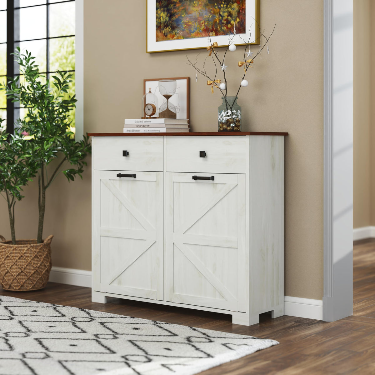White 20 Gallon Tilt Out Trash Cabinet E75252