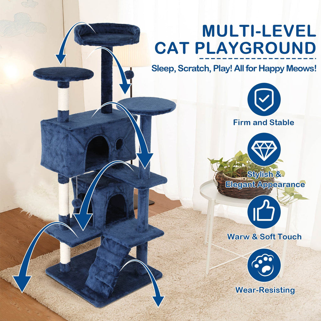 Tall Indoor Cat Condo Tower with Scratching Post E797