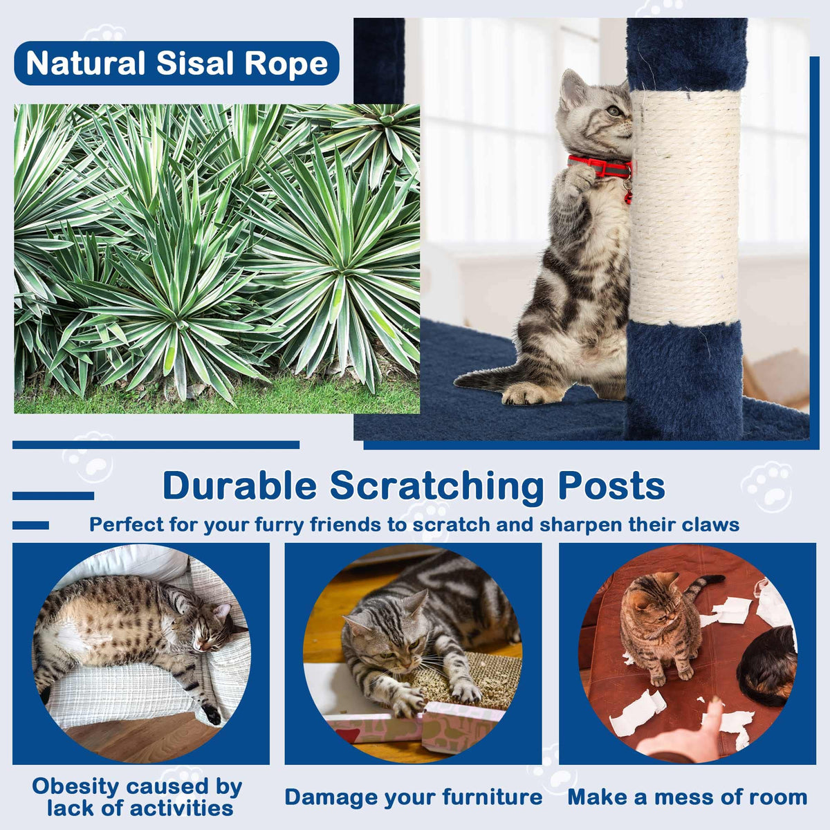 Tall Indoor Cat Condo Tower with Scratching Post E797