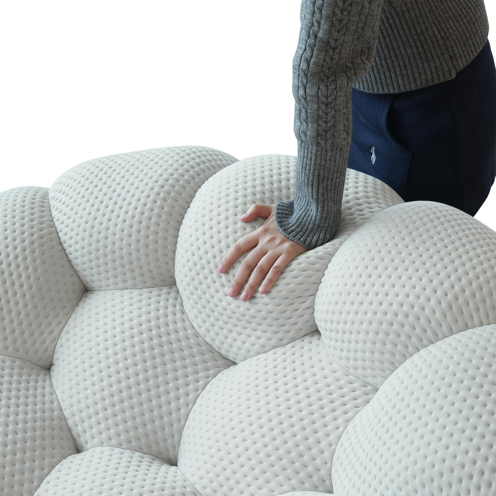 Light Grey Curved Upholstered Sofa J324196