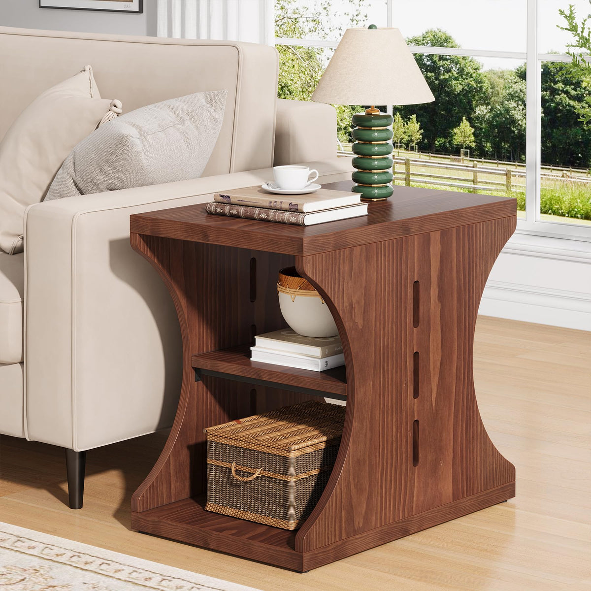 Brown Solid Wood Side End Table W716