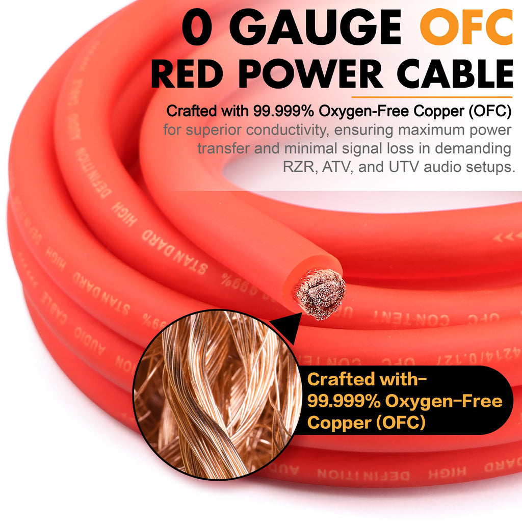 0 Gauge Pure OFC Amplifier Wiring Kit with Fuse Holder & RCA R26056