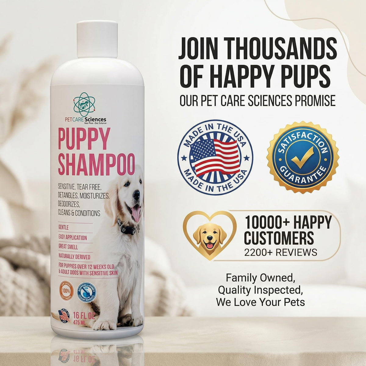 16 fl oz Tearless Coconut Oil Oatmeal Dog Shampoo and Conditioner H366