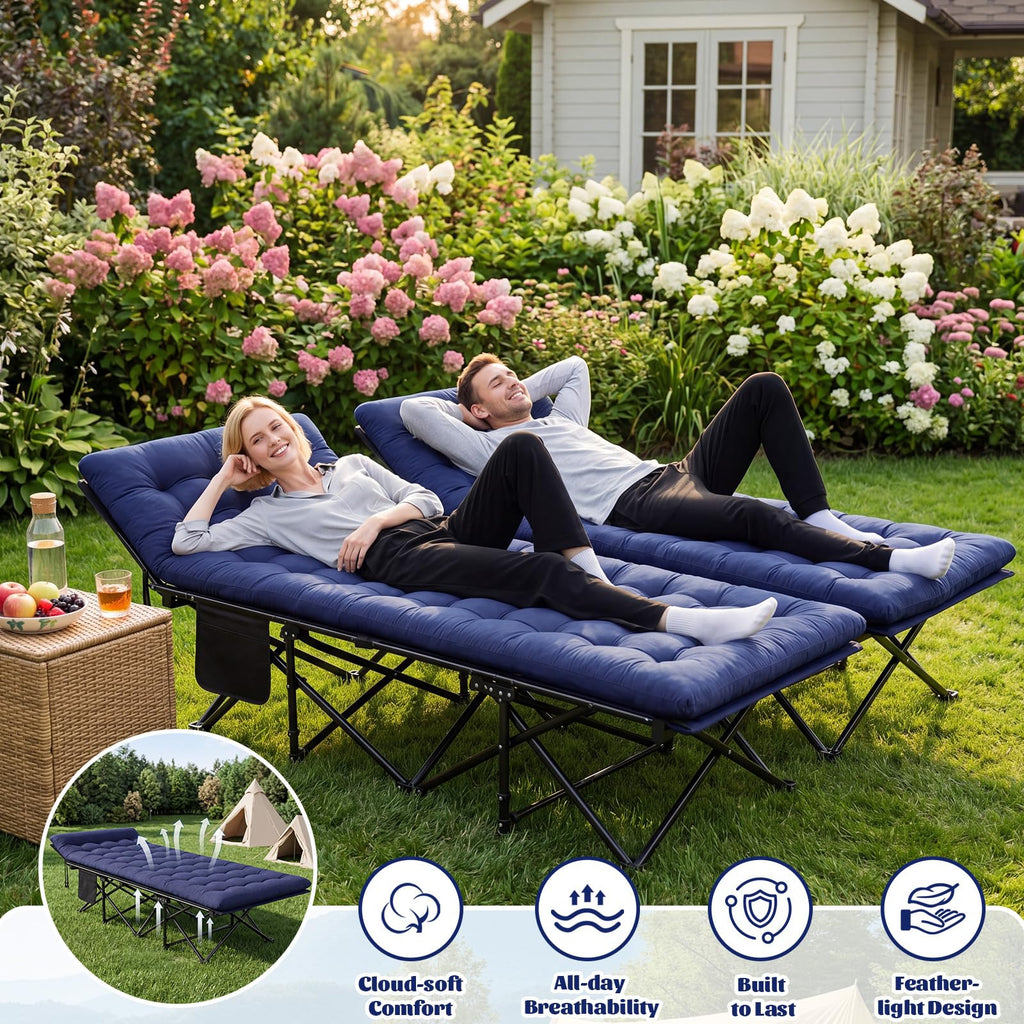 2 Pack Folding Camping Cot with Mattress D983