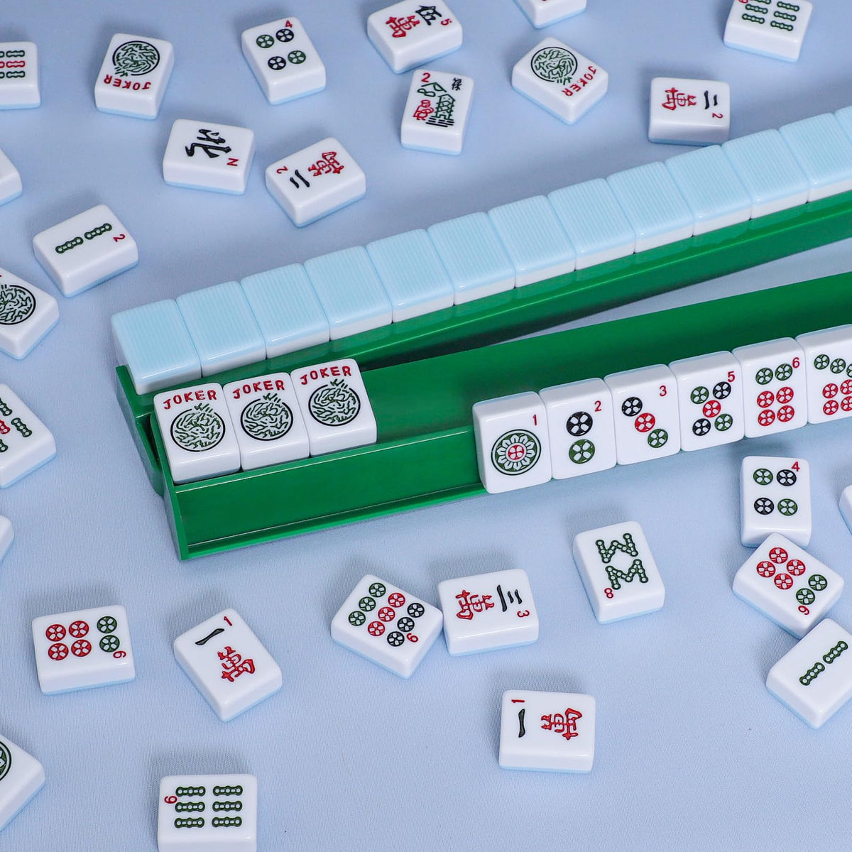 Green Mahjong Racks with Pushers 4 PCS J321823
