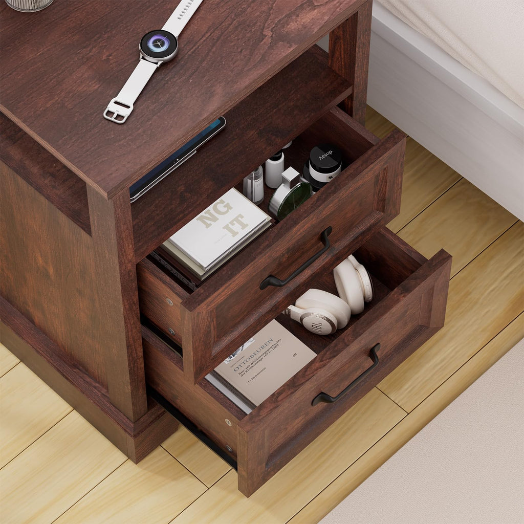 18'' Wood Nightstand with Charging Station J9722