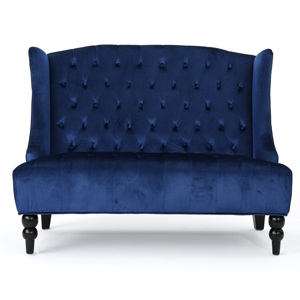 Navy Blue Tufted Velvet Wingback Loveseat X251448
