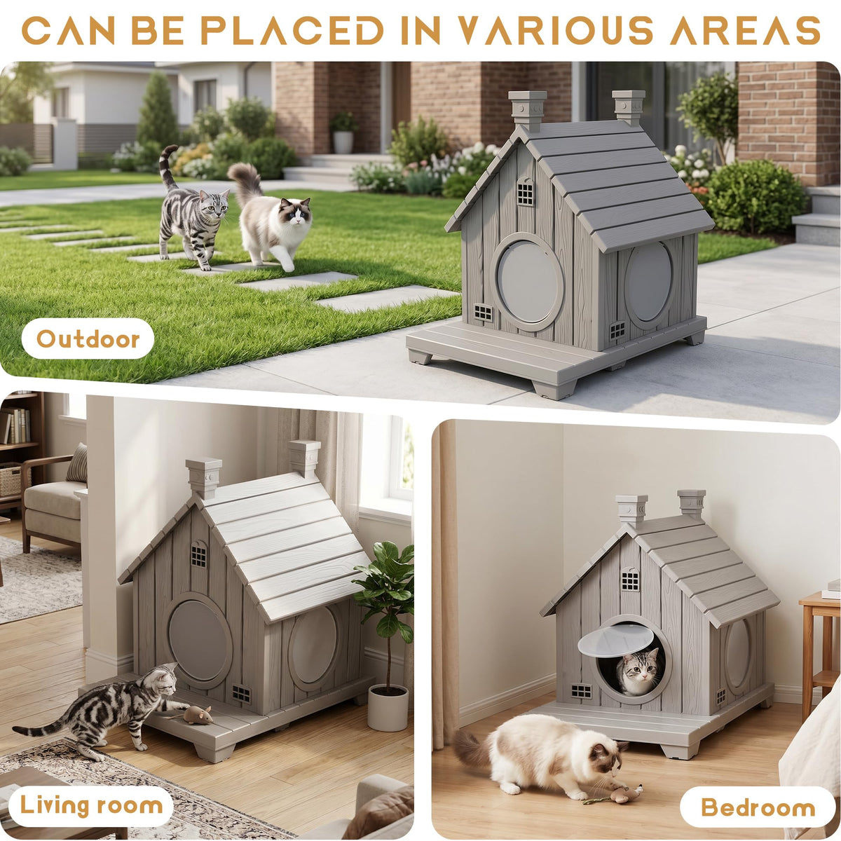 Weatherproof 1-Story Resin Cat House O9584