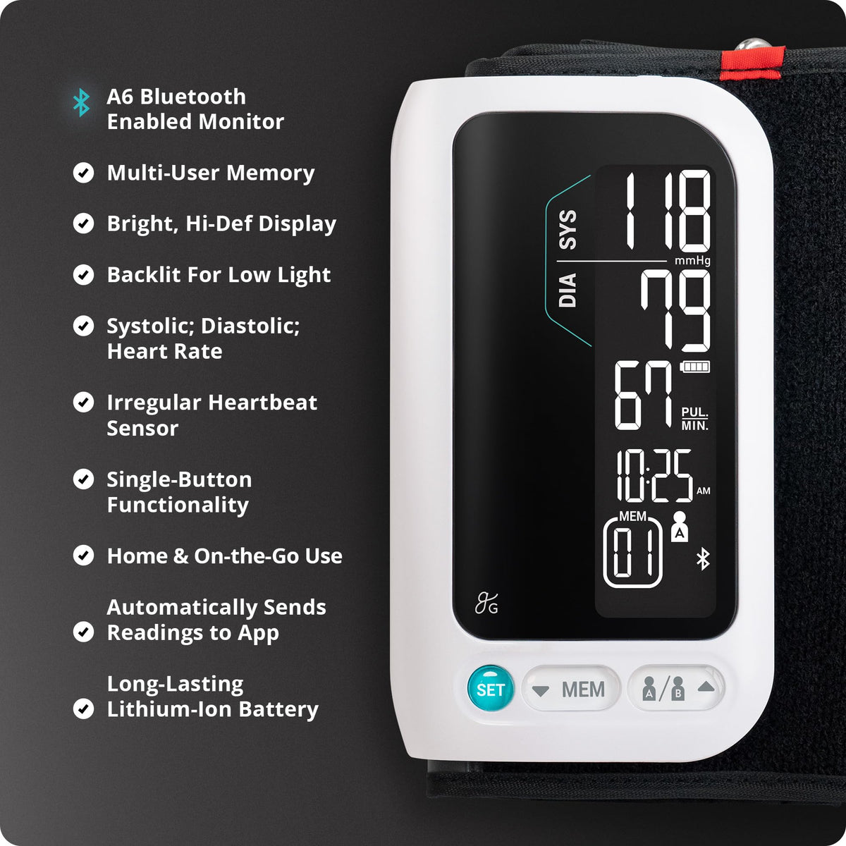 Bluetooth Blood Pressure Monitor with Upper Arm Cuff O99176