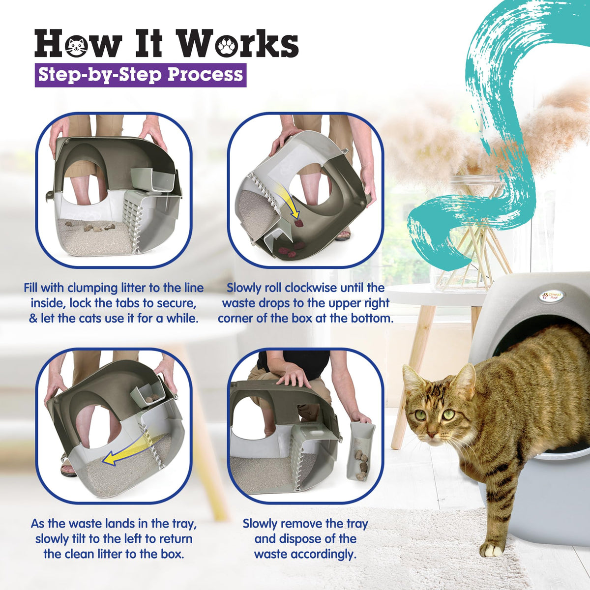 Self Cleaning Litter Box Regular Size Grey O3882