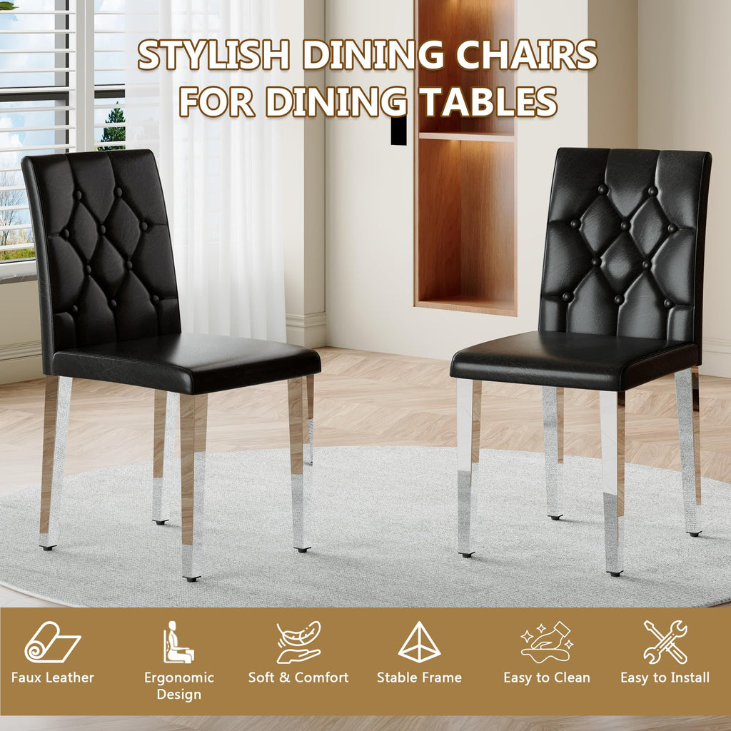 Black Faux Leather Dining Chairs Set of 6 W975664