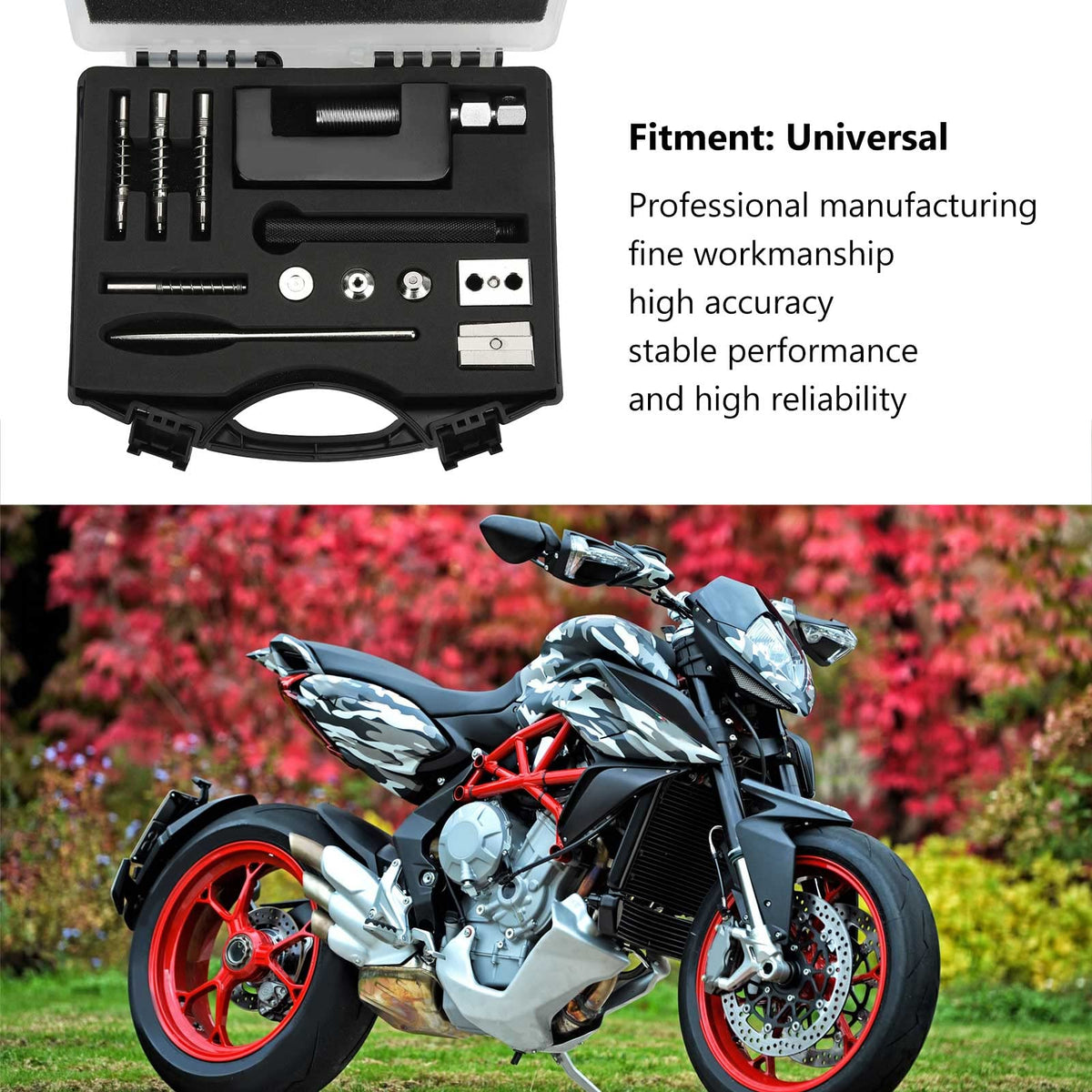 12 Pc Universal Motorcycle Chain Riveting Tool Set with Storage Box Q8981