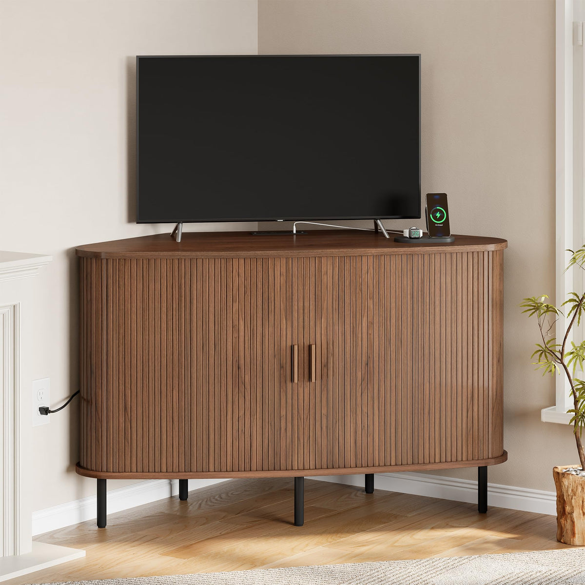 47" Walnut Corner TV Stand C47944