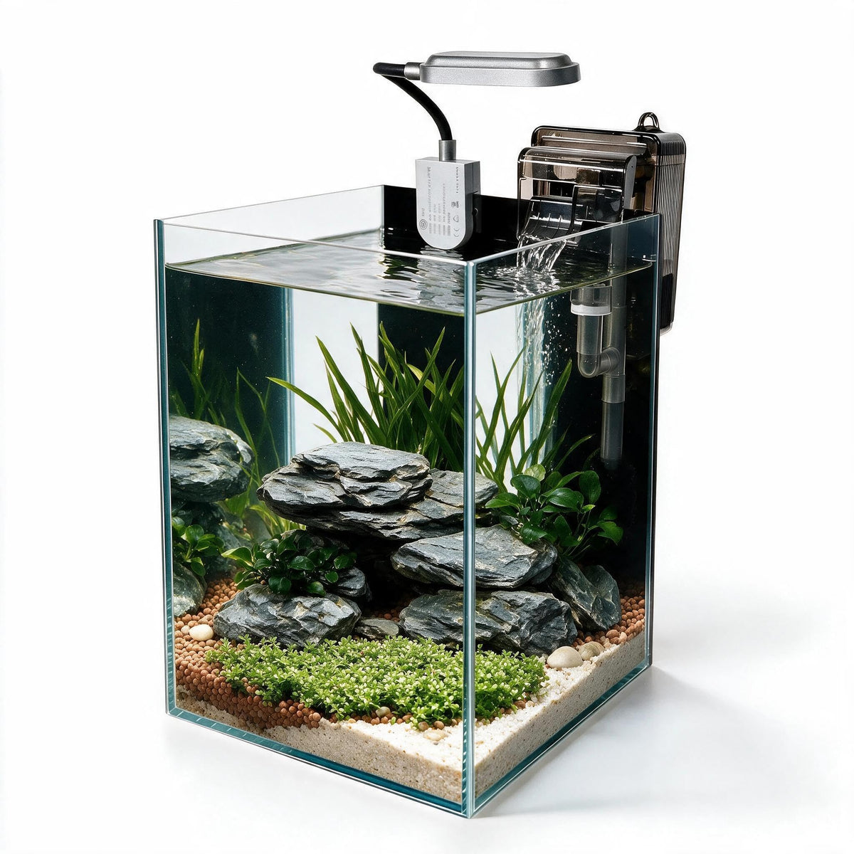 1.5 Gallon Glass Aquarium Starter Kit with Filter and LED Light O175595