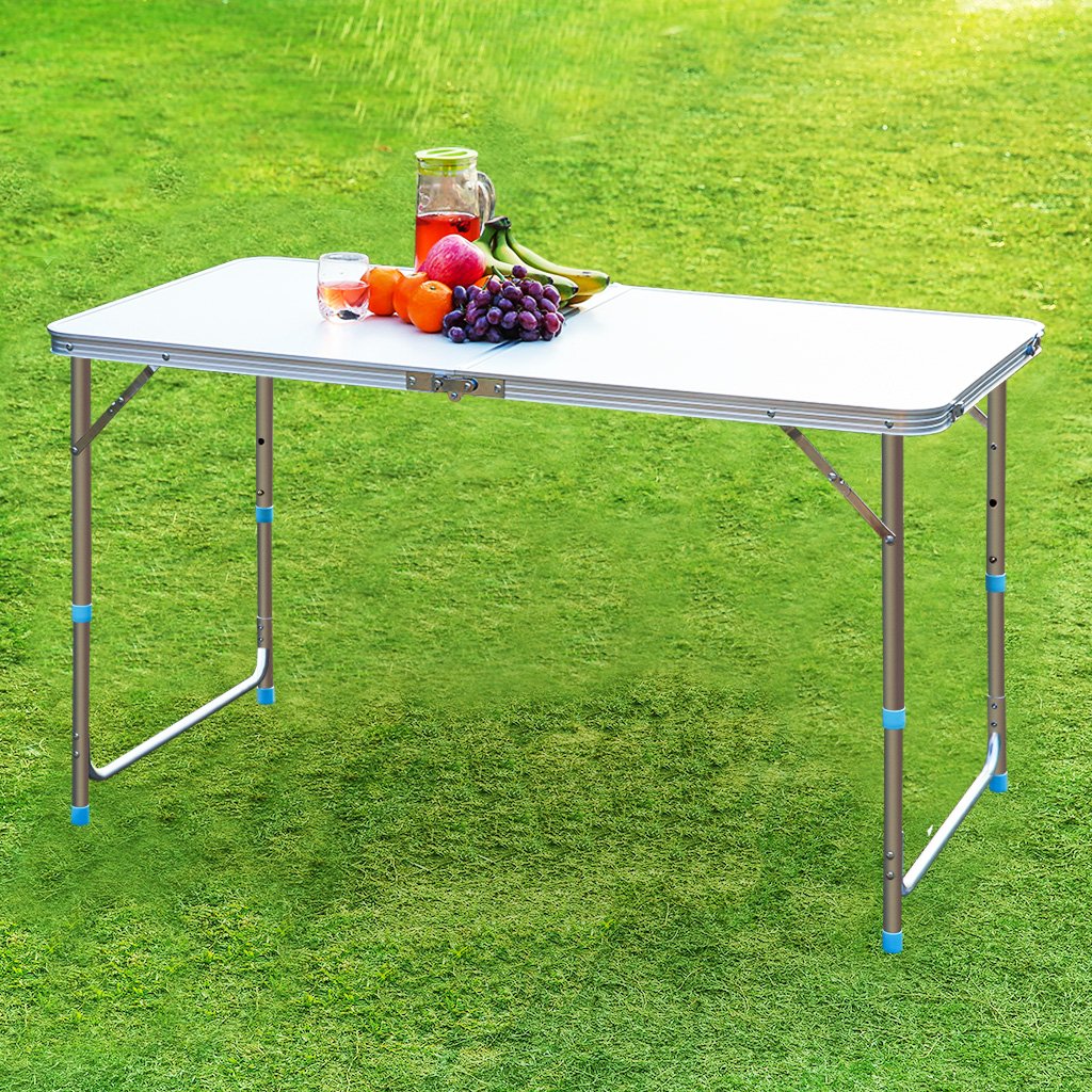 Portable Folding Table White 4 Adjustable Heights K39930