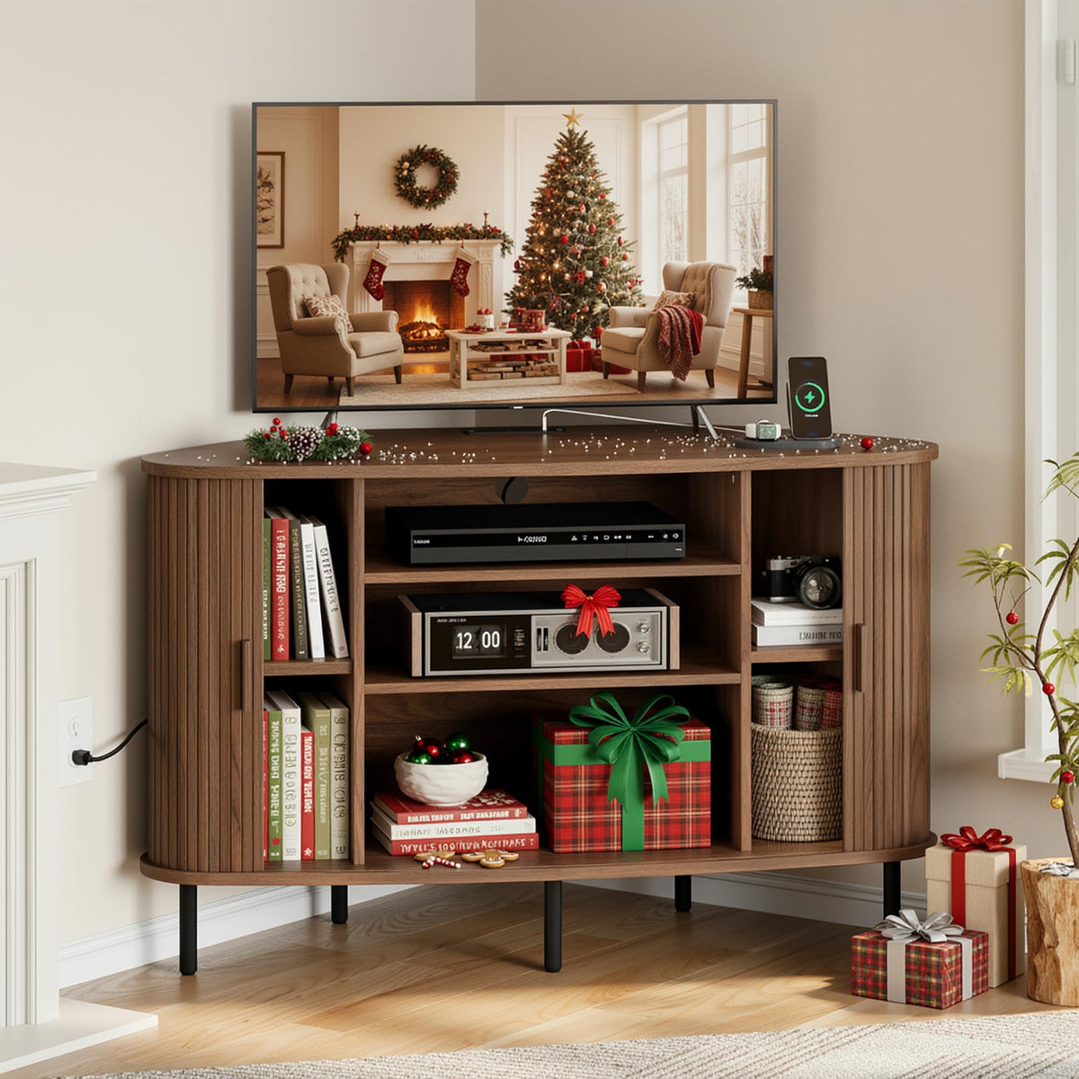 47" Walnut Corner TV Stand C47944