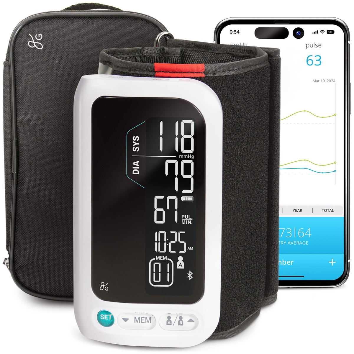 Bluetooth Blood Pressure Monitor with Upper Arm Cuff O99176