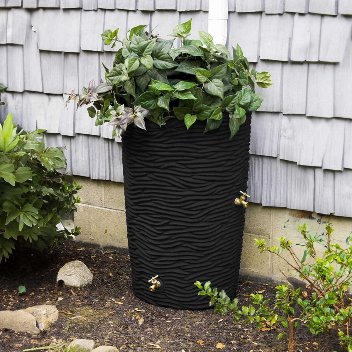 Faux Palm 50-Gallon Rain Barrel Planter & Stand M4534