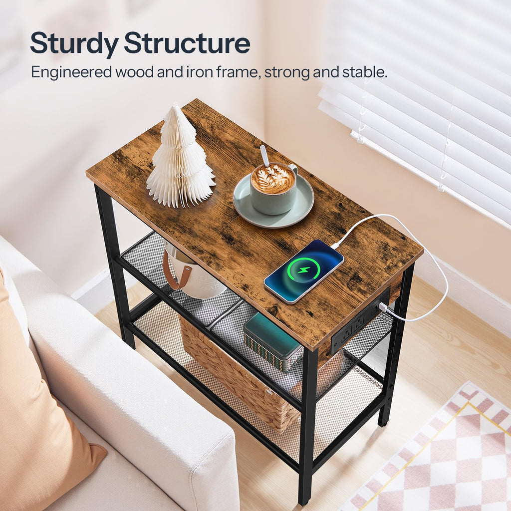 3-Tier Narrow End Table with Charging Station Z330715