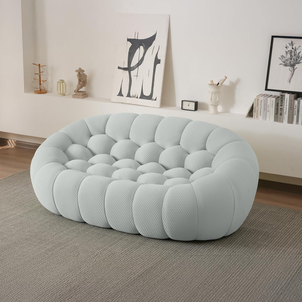Light Grey Curved Upholstered Sofa J324196