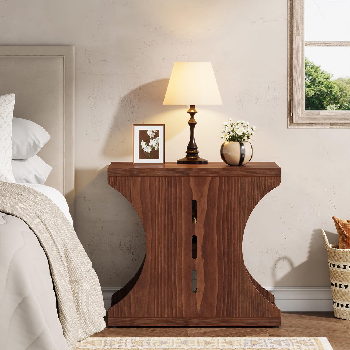 Brown Solid Wood Side End Table W716