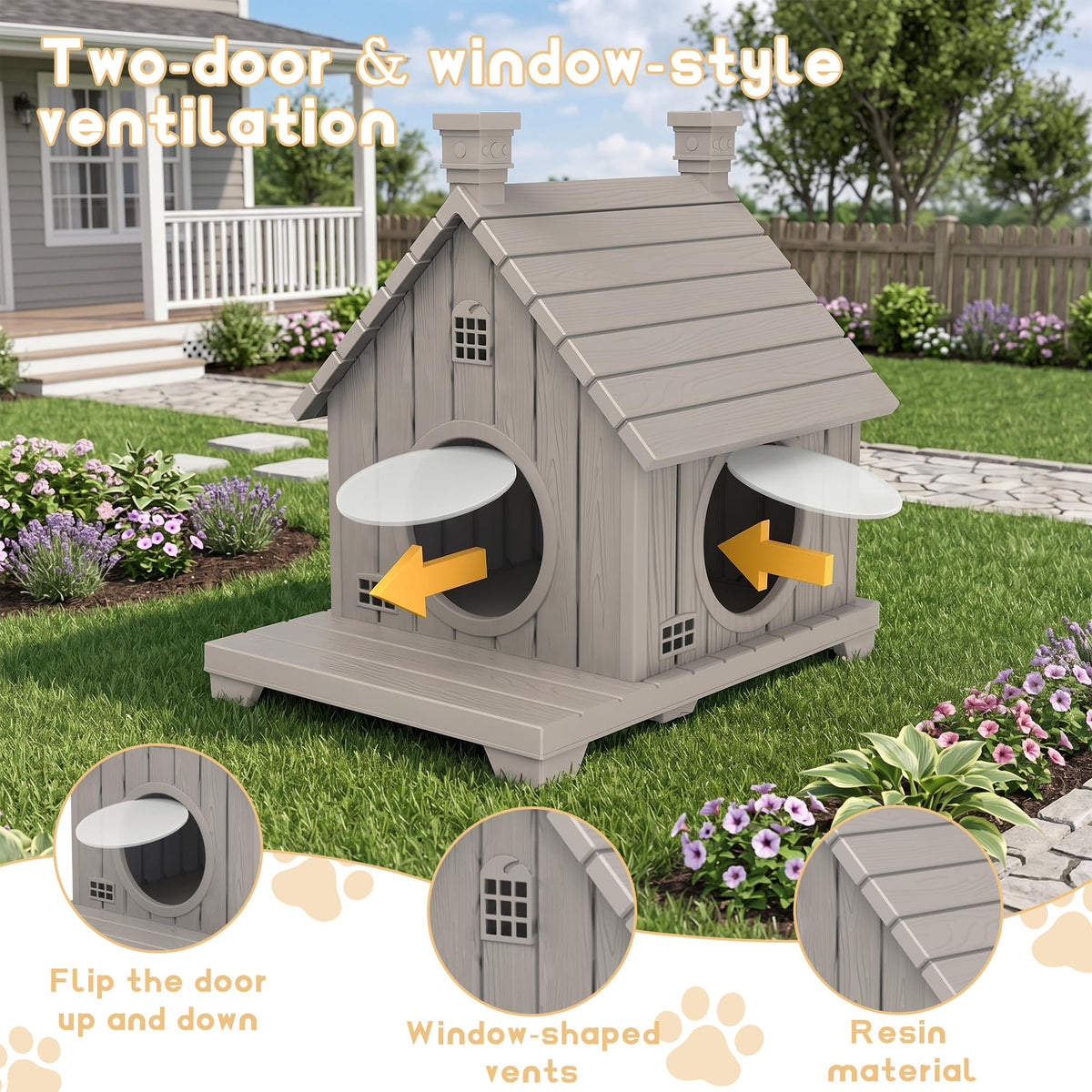 Weatherproof 1-Story Resin Cat House O9584
