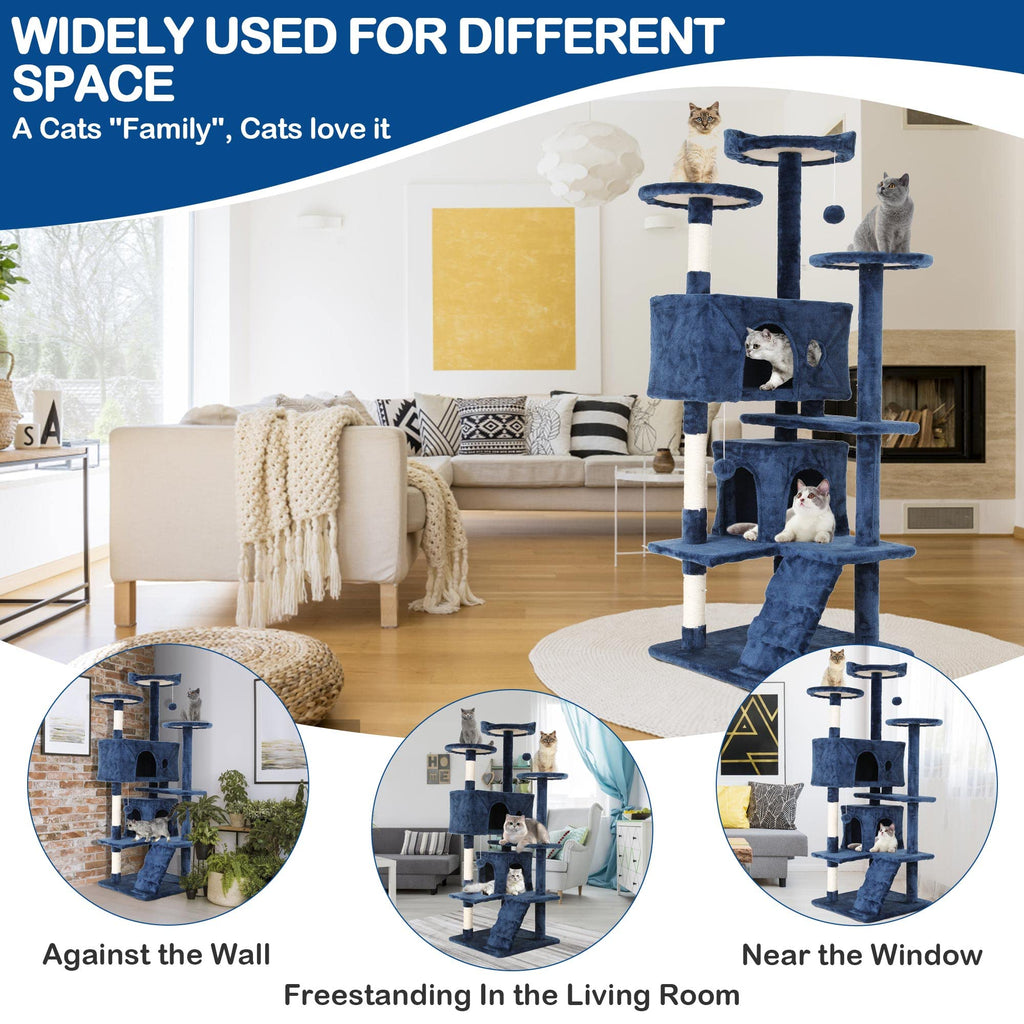 Tall Indoor Cat Condo Tower with Scratching Post E797