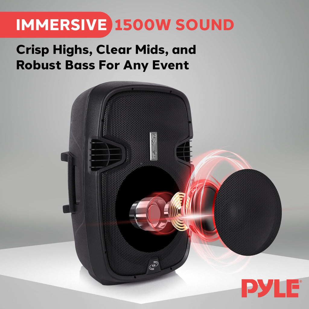 Black 1500W Portable PA Speaker System Y261066