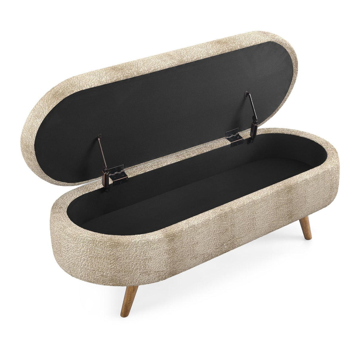 Brown Linen Storage Ottoman Bench B616