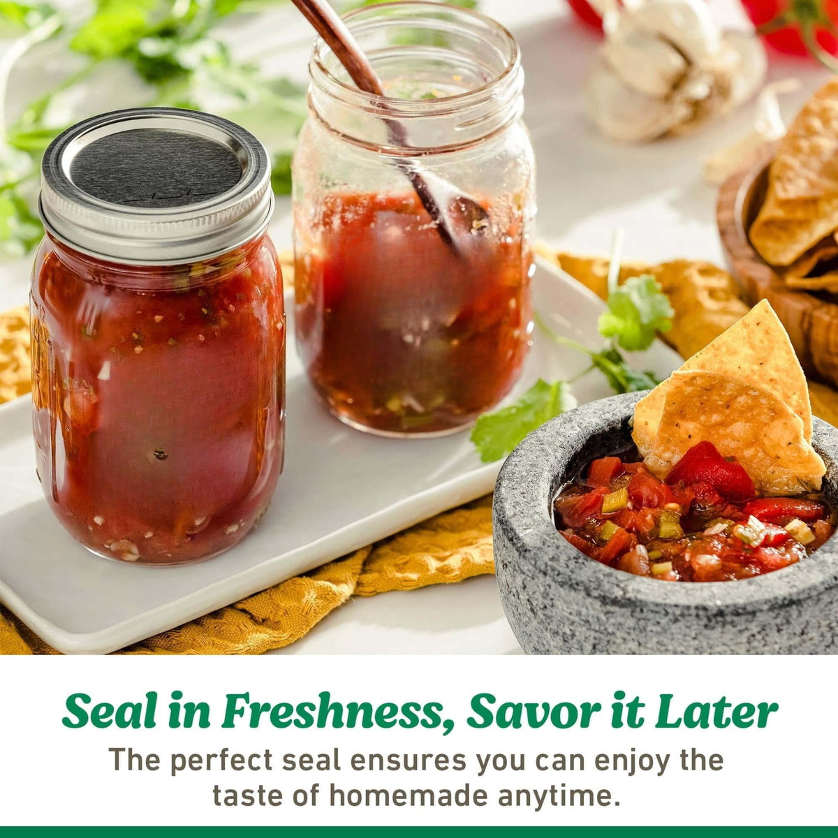 16 Oz Wide Mouth Glass Mason Jars with Lids & Bands, 12-Pack Z96125