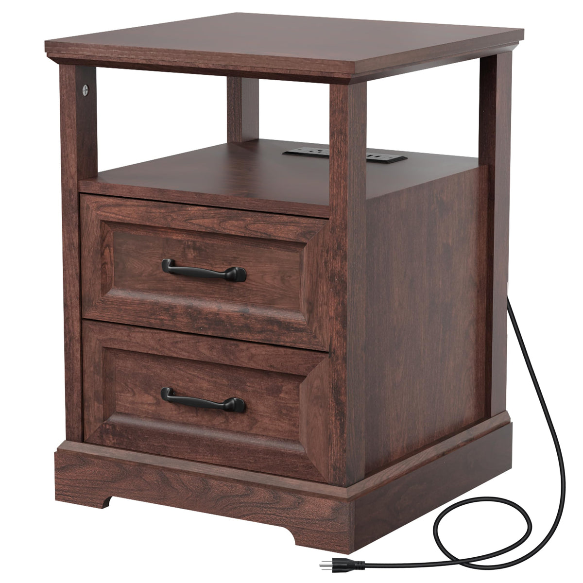 18'' Wood Nightstand with Charging Station J9722