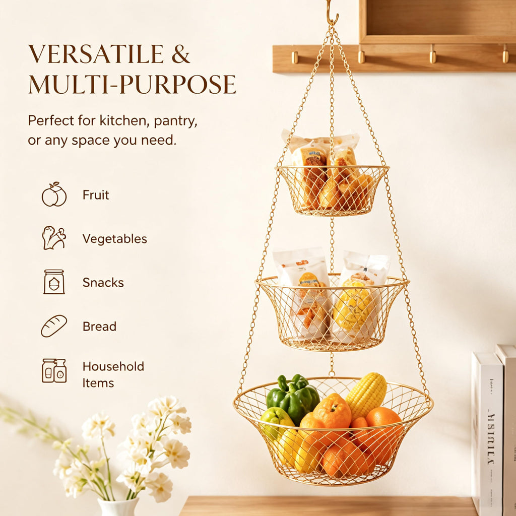 3-Tier Copper Hanging Basket U61822