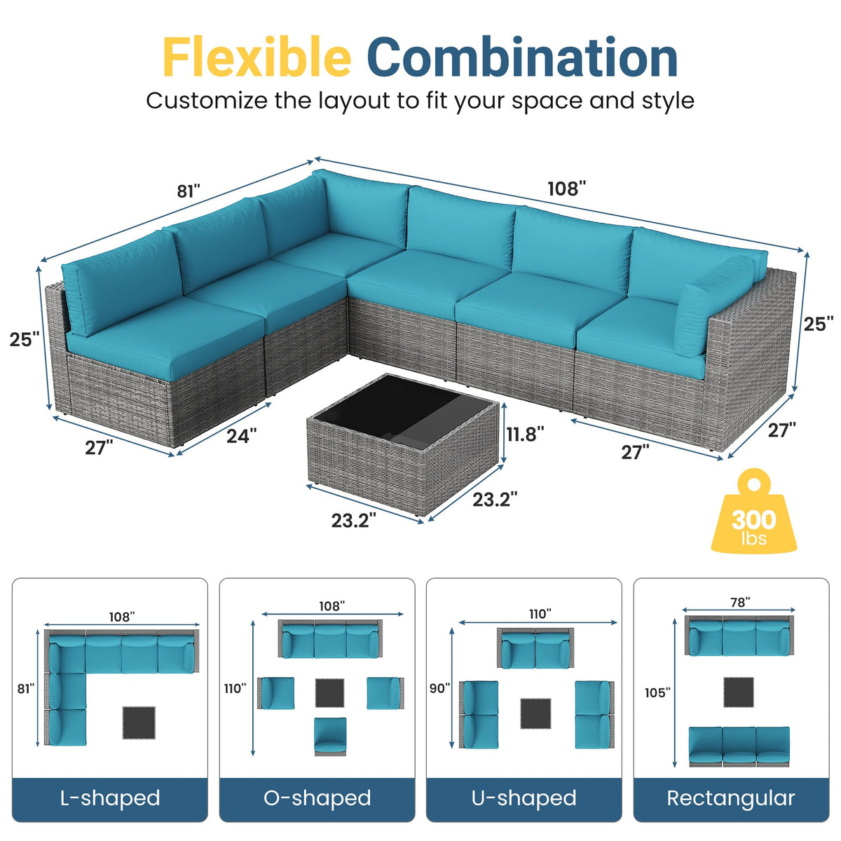 All-Weather Patio Sectional Furniture Set E6530