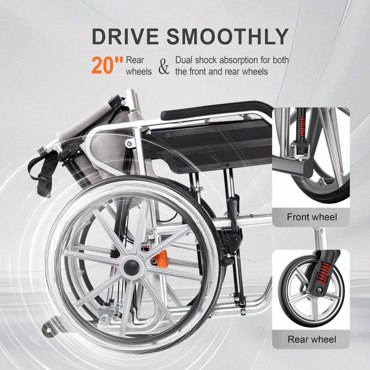 5-in-1 Reclining Wheelchair with 18.5" Wide Seat W576